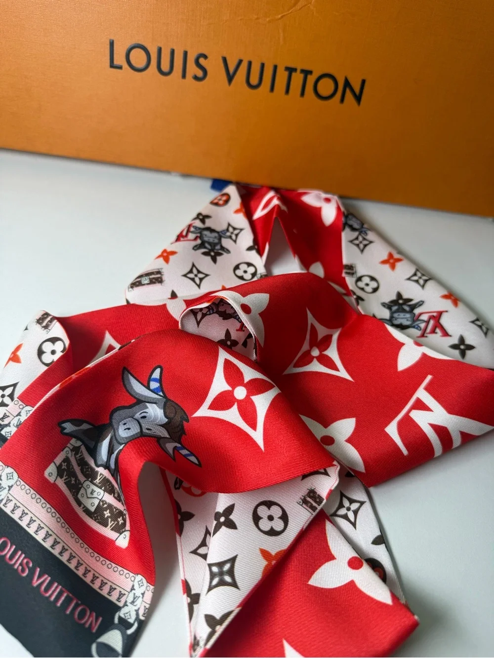 Louis Vuitton Silk Monogram Rodeo Bandeau Red